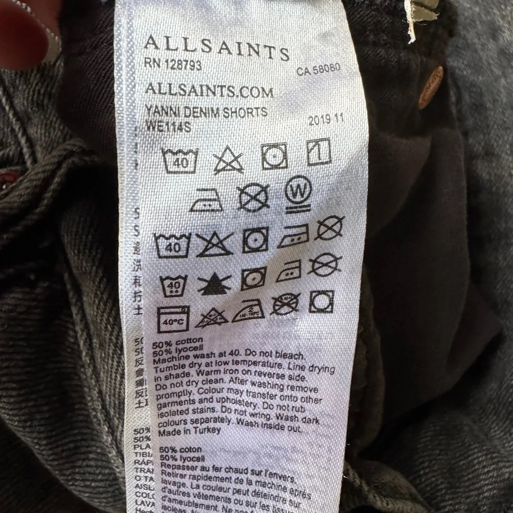 ALLSAINTS Yanni Denim Shorts Gray W27 Raw Hem Distressed